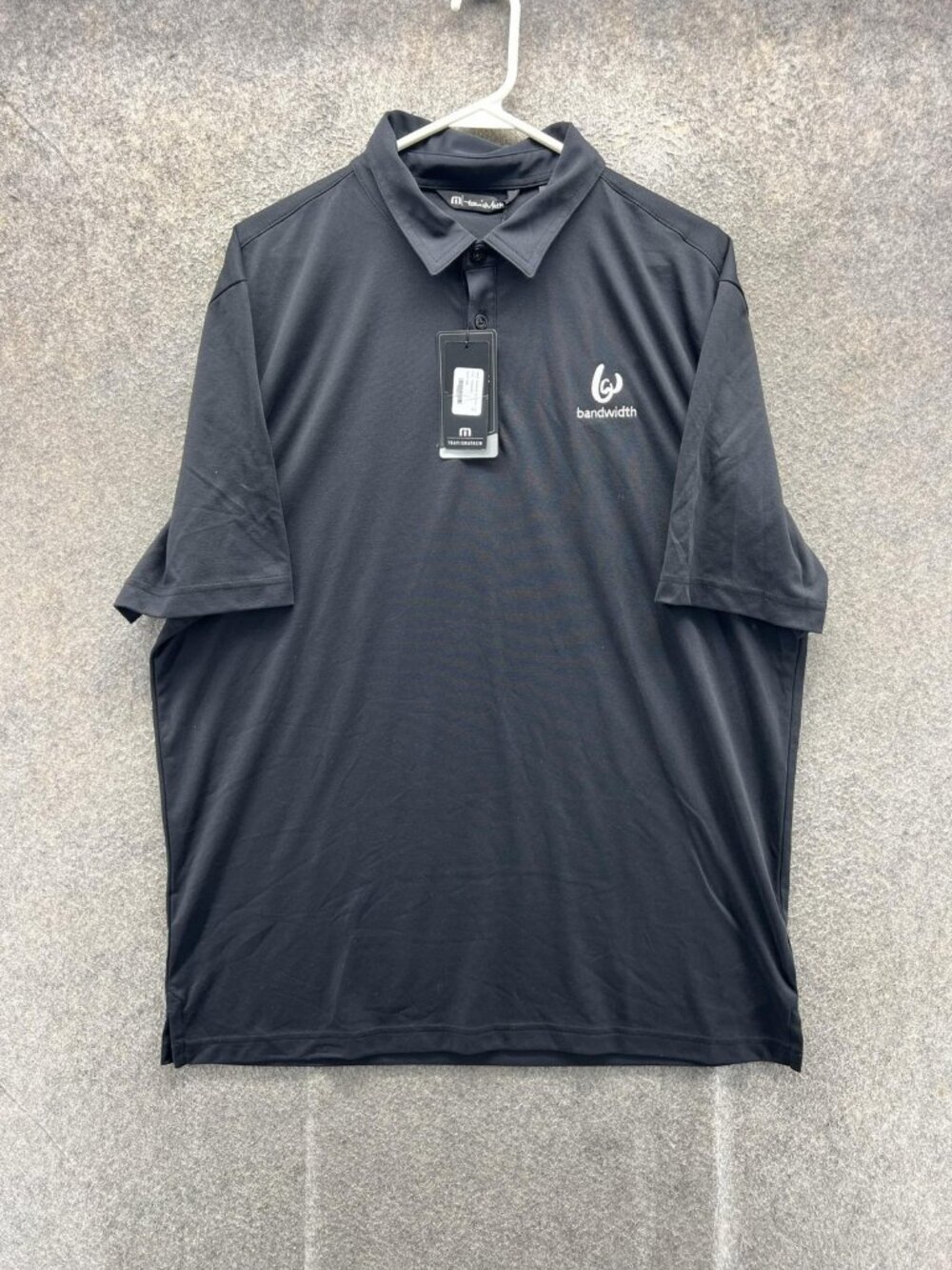 Travis Mathew Polo Shirt Men XL Black Oceanside Bandwidth Logo Golf Performance